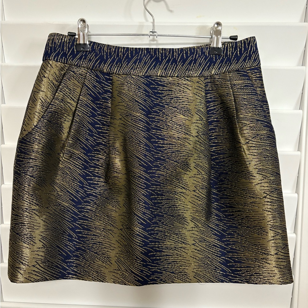 Club Monaco Joelle Metallic Navy Mini Skirt